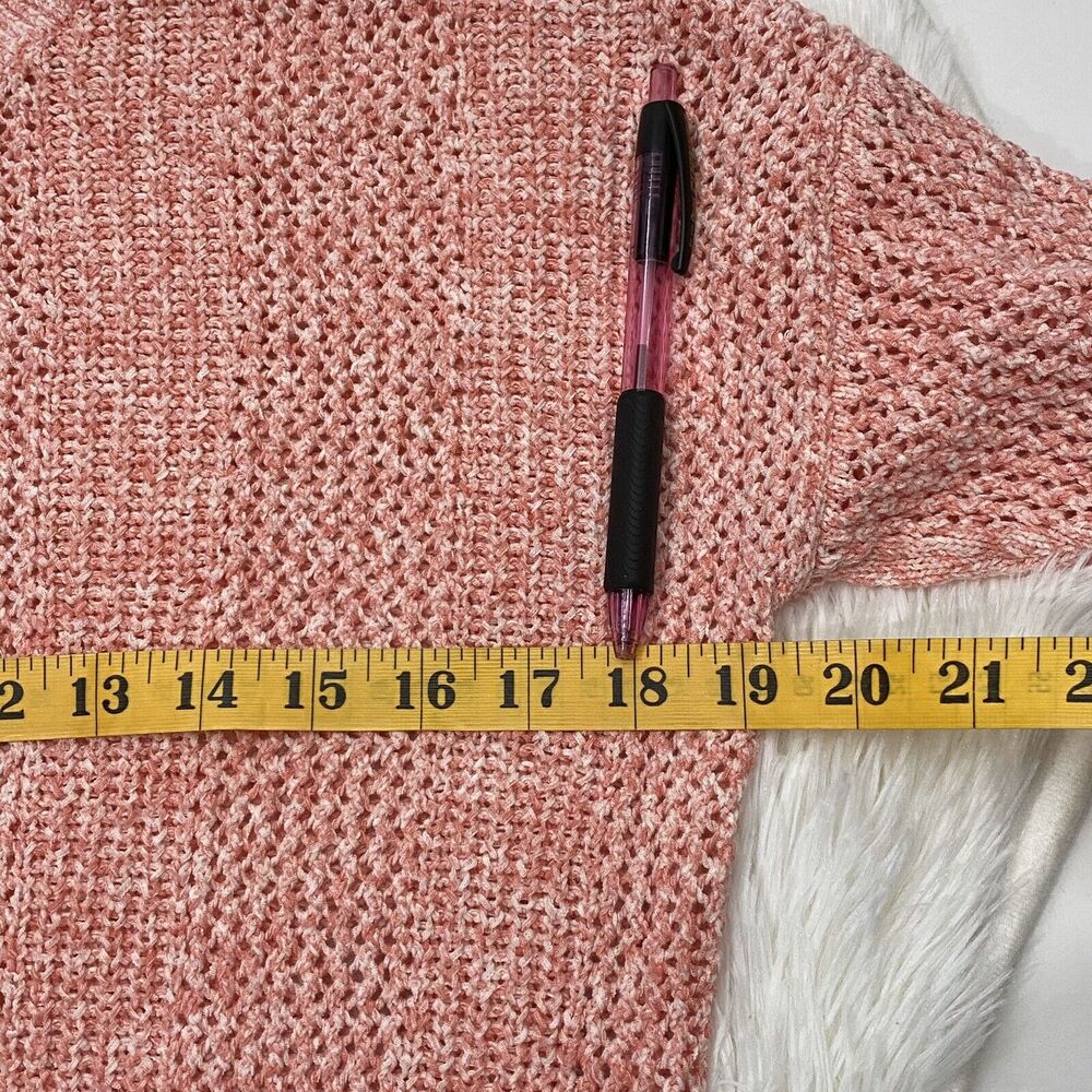 Gap Sweater Size L Spring Loose Knit Pull-Over Coral/White Long Sleeved - Picture 6 of 8